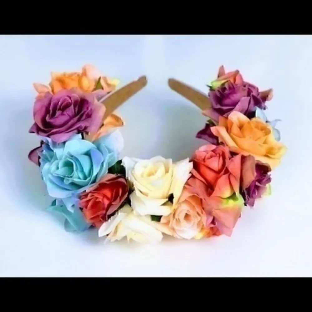 Stunning Handmade Colorful/Pastel Spring Rose Goddess Flower Crown